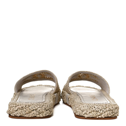 Chanel Raffia CC Espadrille Slip On Sandals 36 Beige 6 of 12