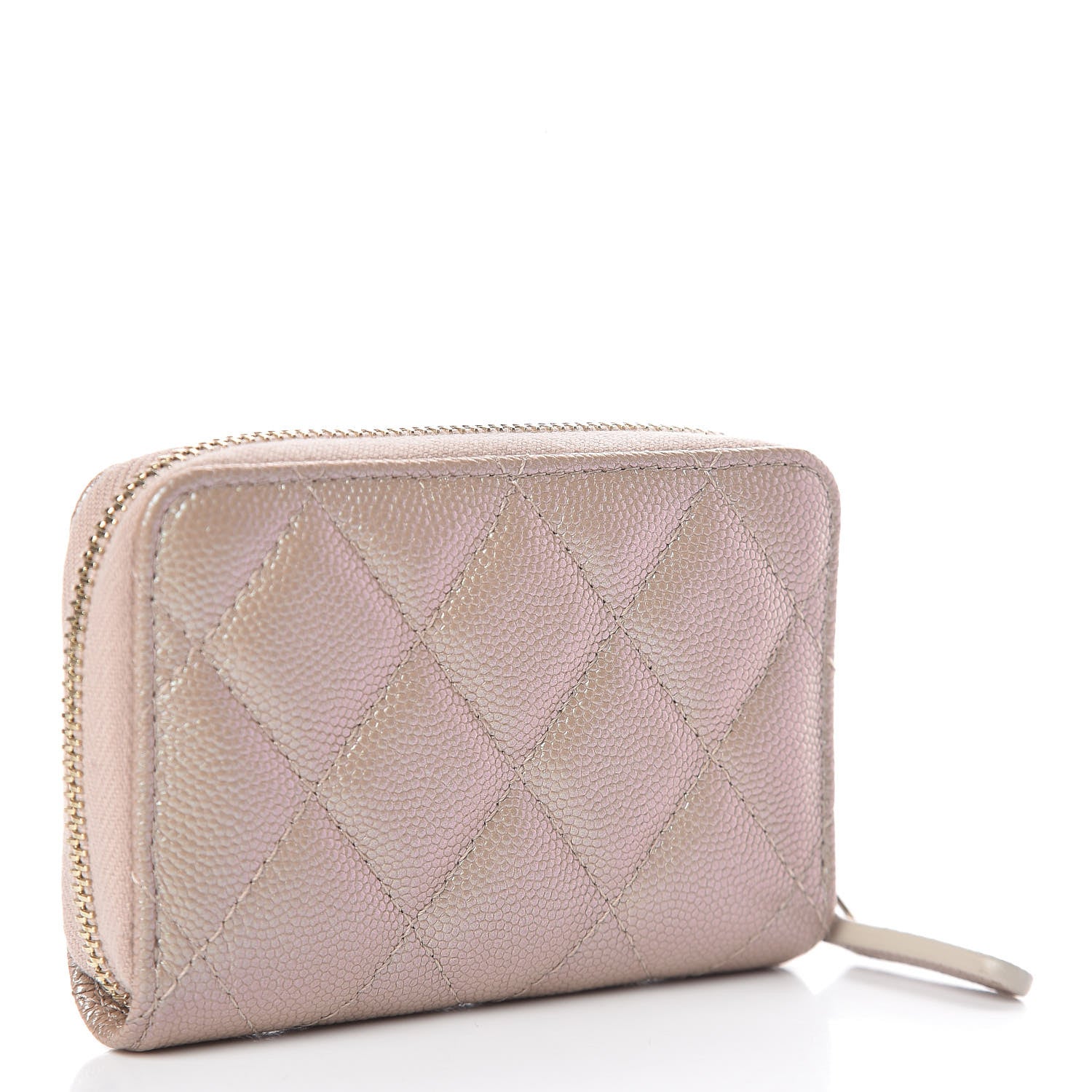 Chanel Iridescent Caviar Quilted Zip Around Coin Purse Beige 3 of 8