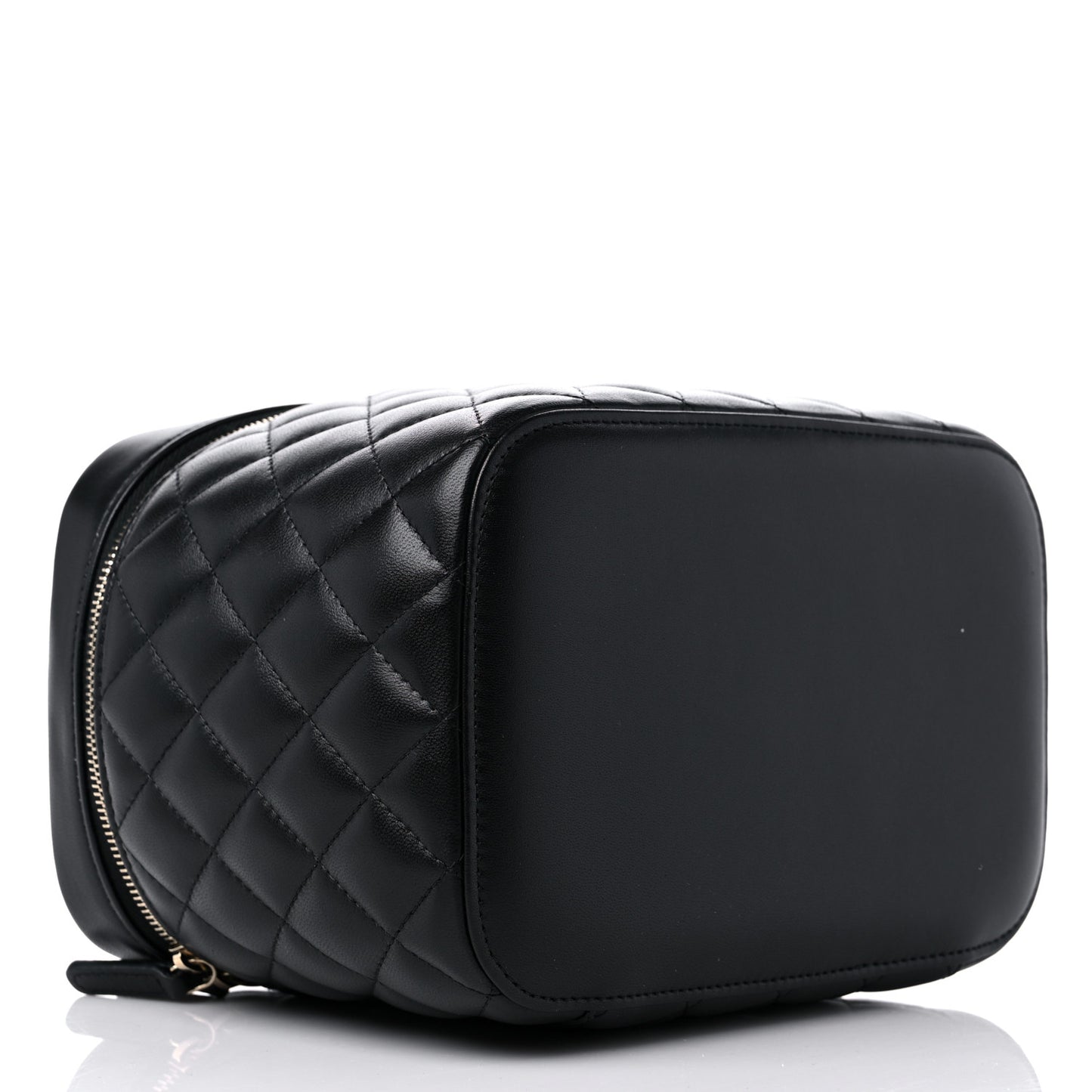 Lambskin Quilted Large Vanity Pouch Black