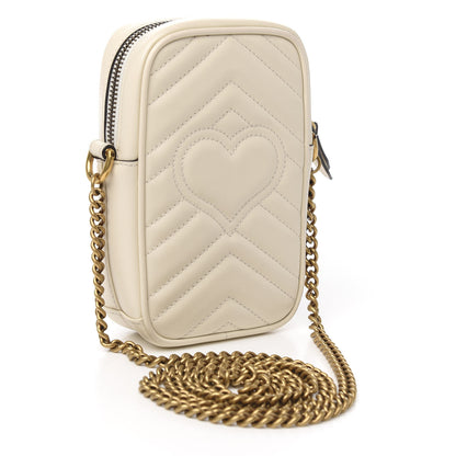 Gucci Calfskin Matelasse Mini GG Marmont Crossbody Bag White 2 of 9