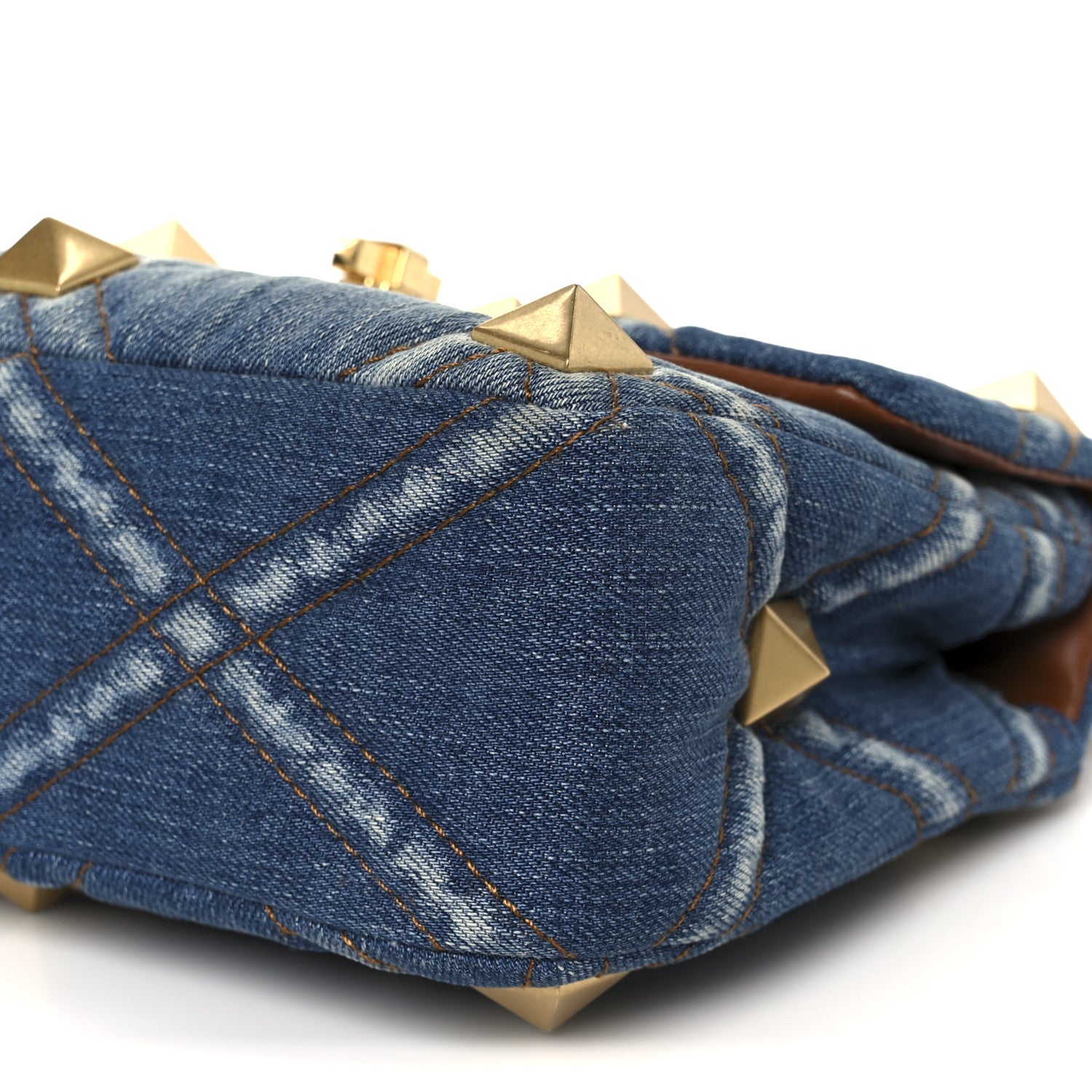 Valentino Garavani Denim Medium Roman Stud Shoulder Bag Light Denim Selleria 10 of 10