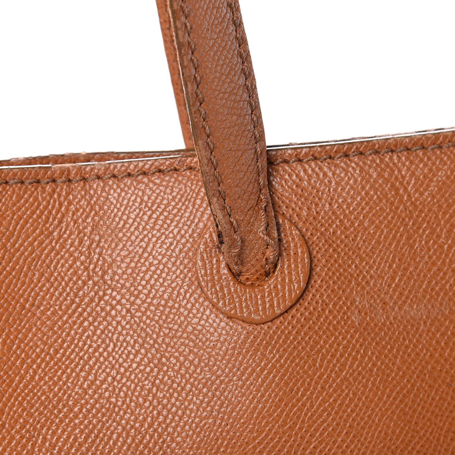 Grained Calfskin Logo Tote Brown