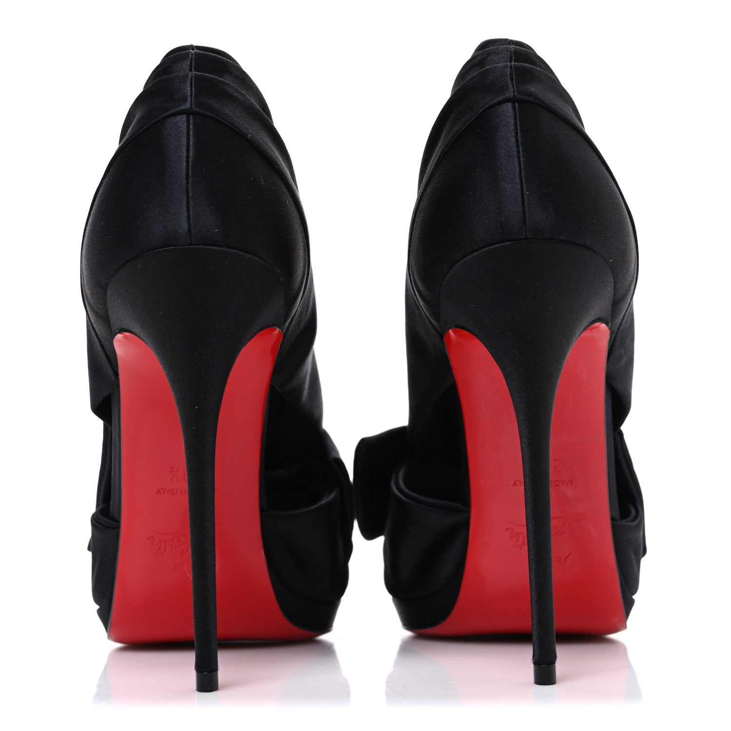 Christian Louboutin Satin Crepe Cosmolip Bow 120 Sandals 38.5 Black 6 of 10