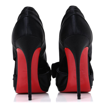 Christian Louboutin Satin Crepe Cosmolip Bow 120 Sandals 38.5 Black 6 of 10