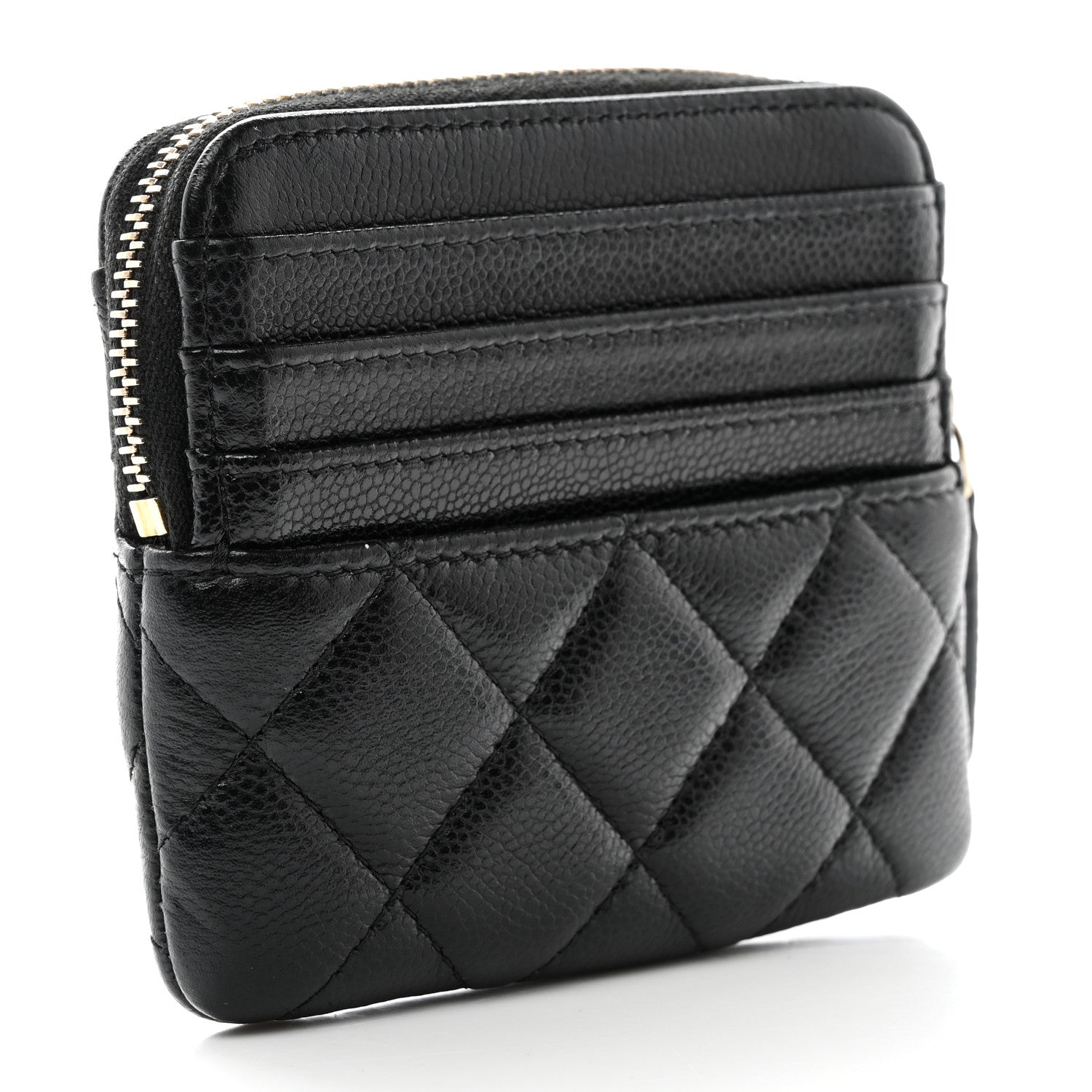 Chanel Caviar Quilted Zip Card Holder Wallet Black 3 of 8