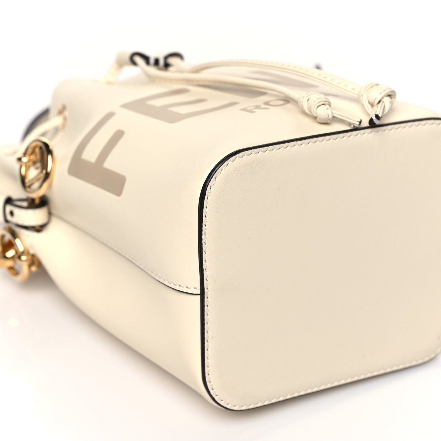 Vitello King F is Fendi Logo Embossed Mini Mon Tresor Bucket Bag White