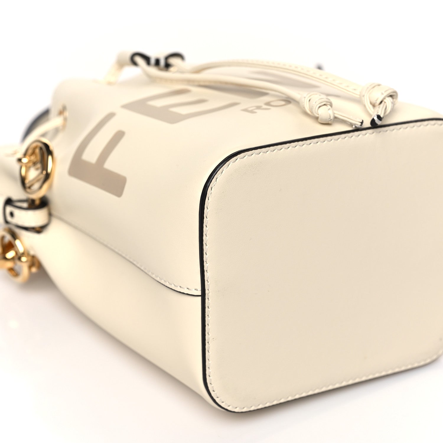 Fendi Vitello King F is Fendi Logo Embossed Mini Mon Tresor Bucket Bag White 8 of 9
