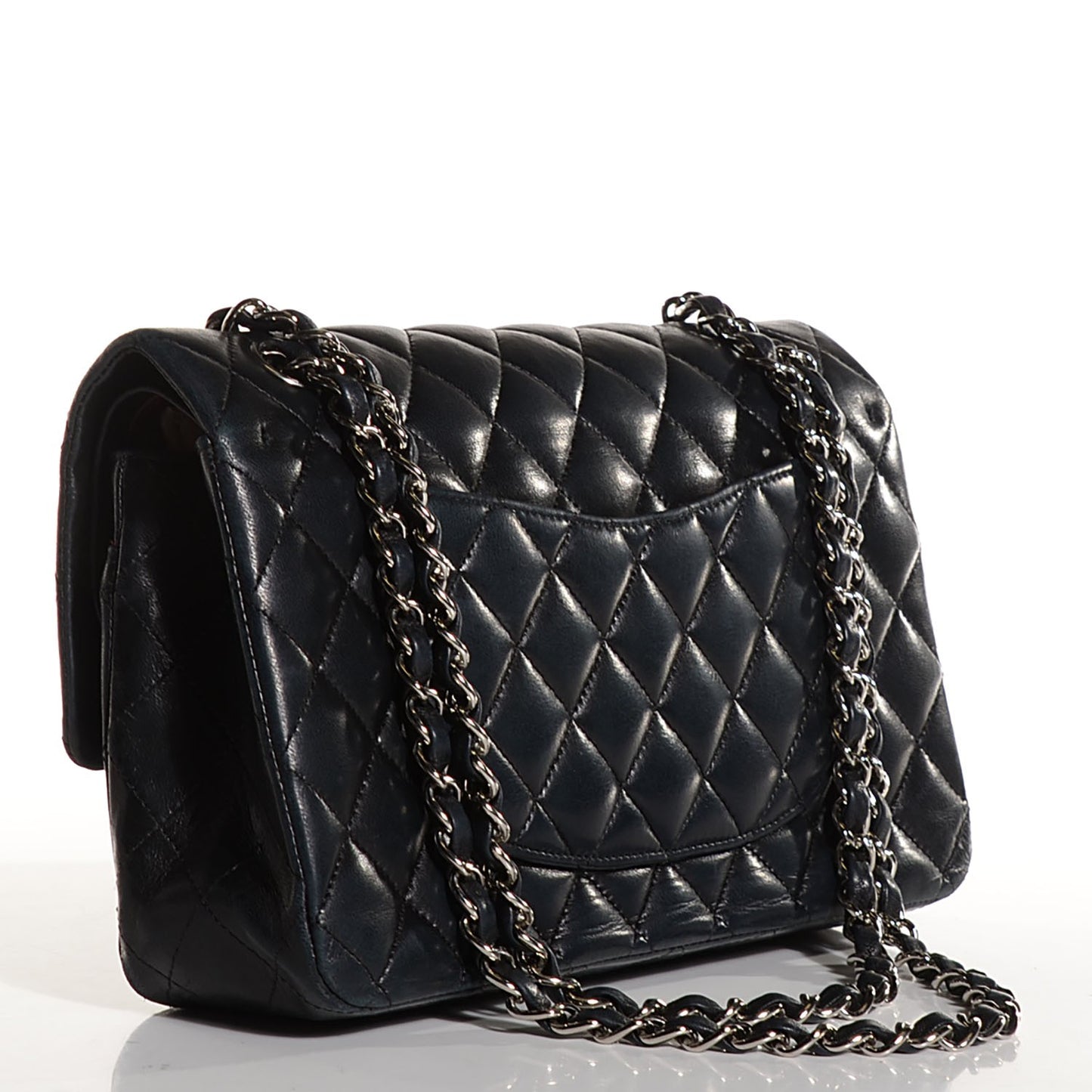 Lambskin Quilted Medium Double Flap Black