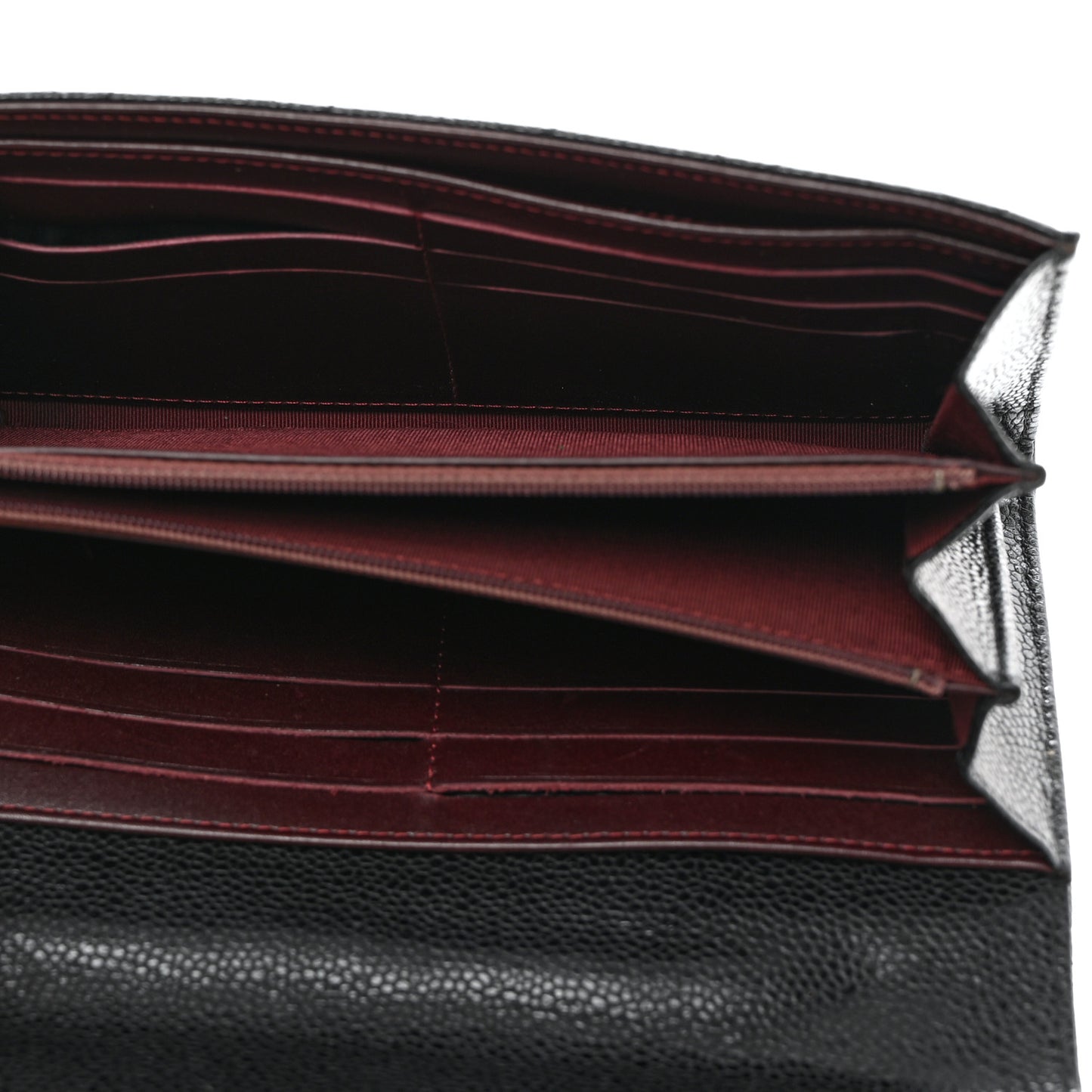 Caviar Quilted Large Gusset Flap Wallet Black