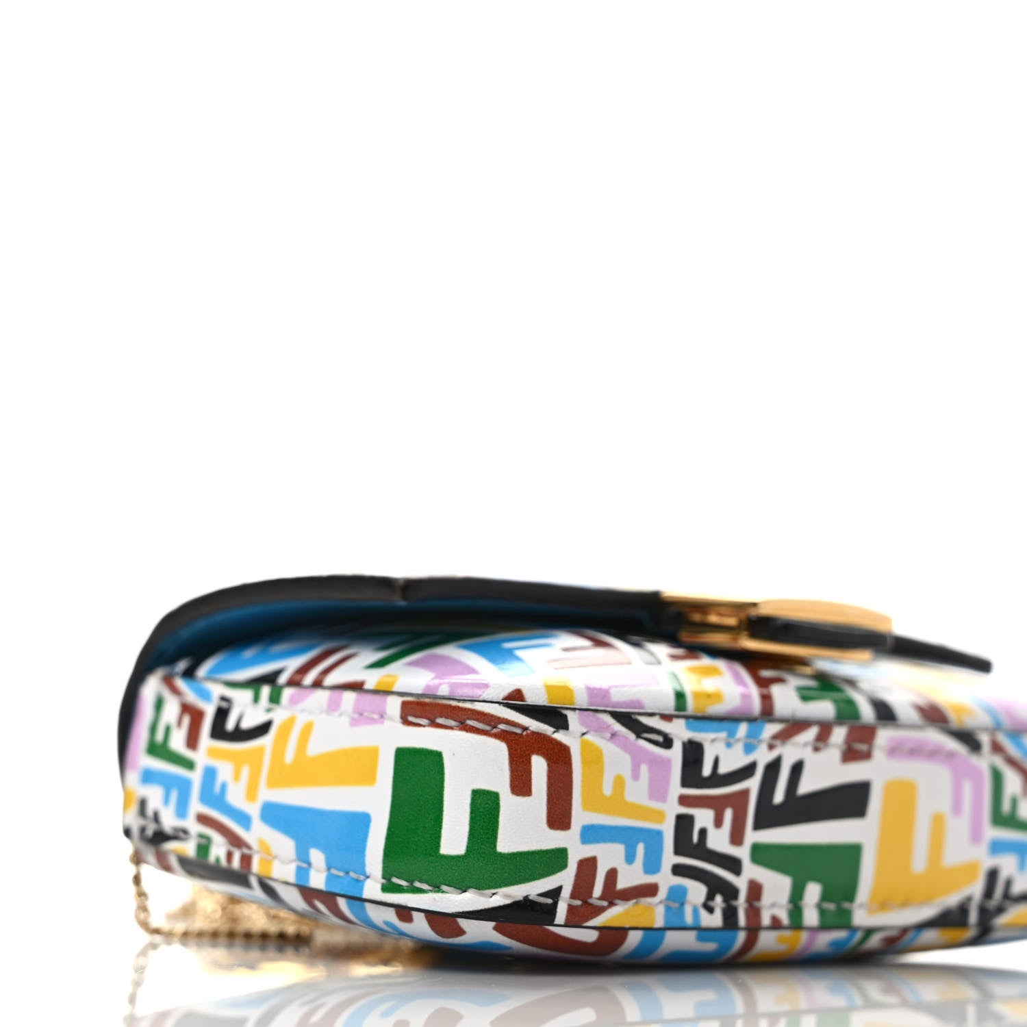 Fendi X SARAH COLEMAN Vitello Liberty Ceylon Micro FF Fish Eye Embossed Nano Baguette Charm Multicolor Cyber Blue 7 of 8