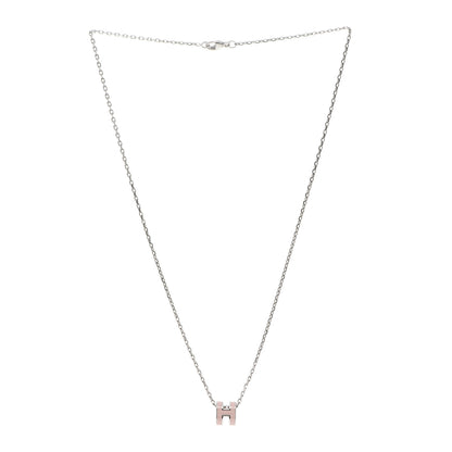 Hermes Palladium Mini Pop H Pendant Necklace Rose Dragee 3 of 5