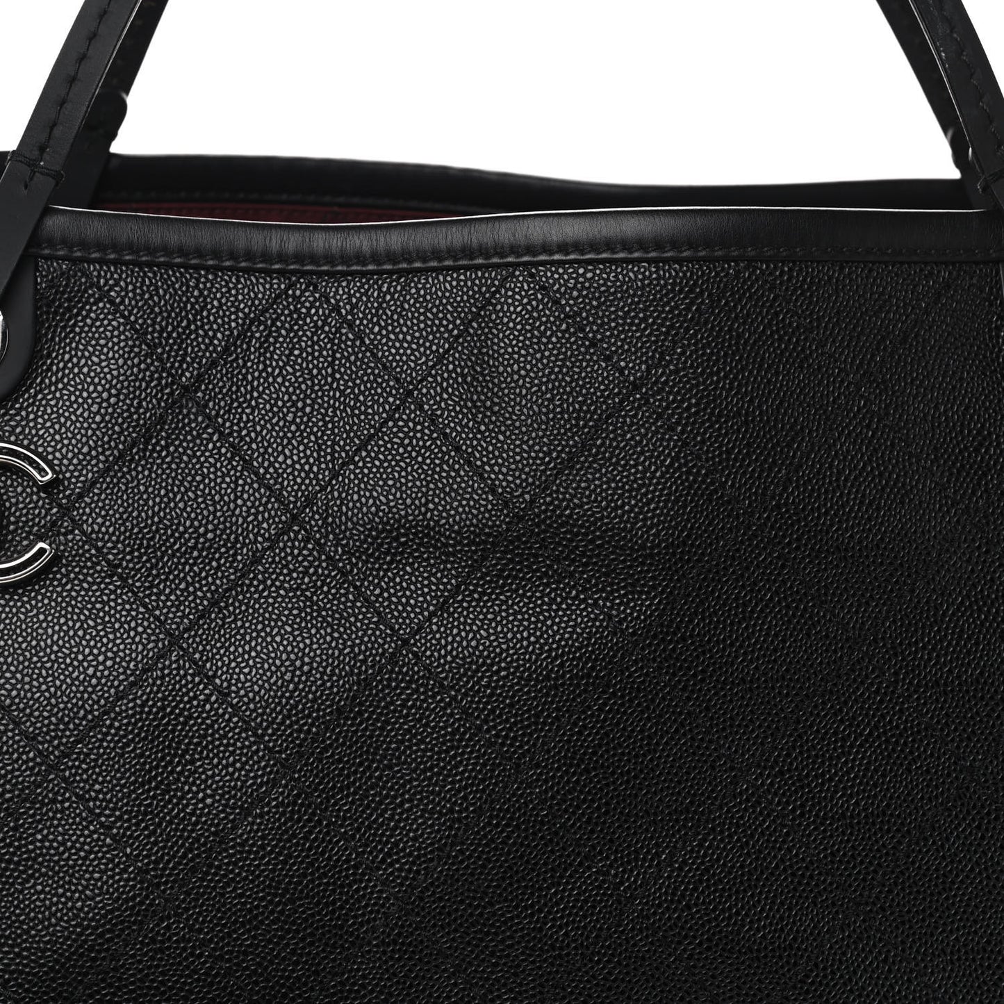 Grained Calfskin Large Shopping Fever Tote Black
