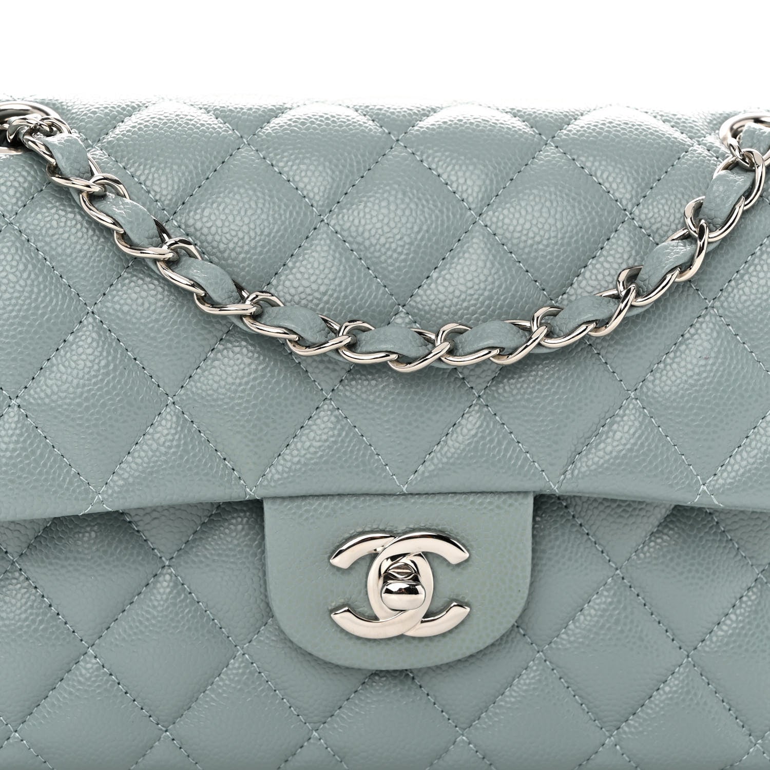 Chanel Caviar Quilted Small Double Flap Light Blue 8 of 10
