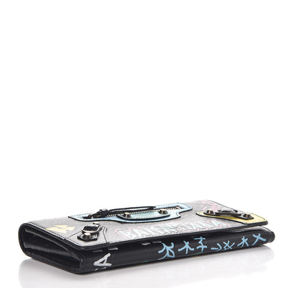 Balenciaga Agneau Classic Hardware Graffiti Money Wallet Black Multicolor 4 of 8