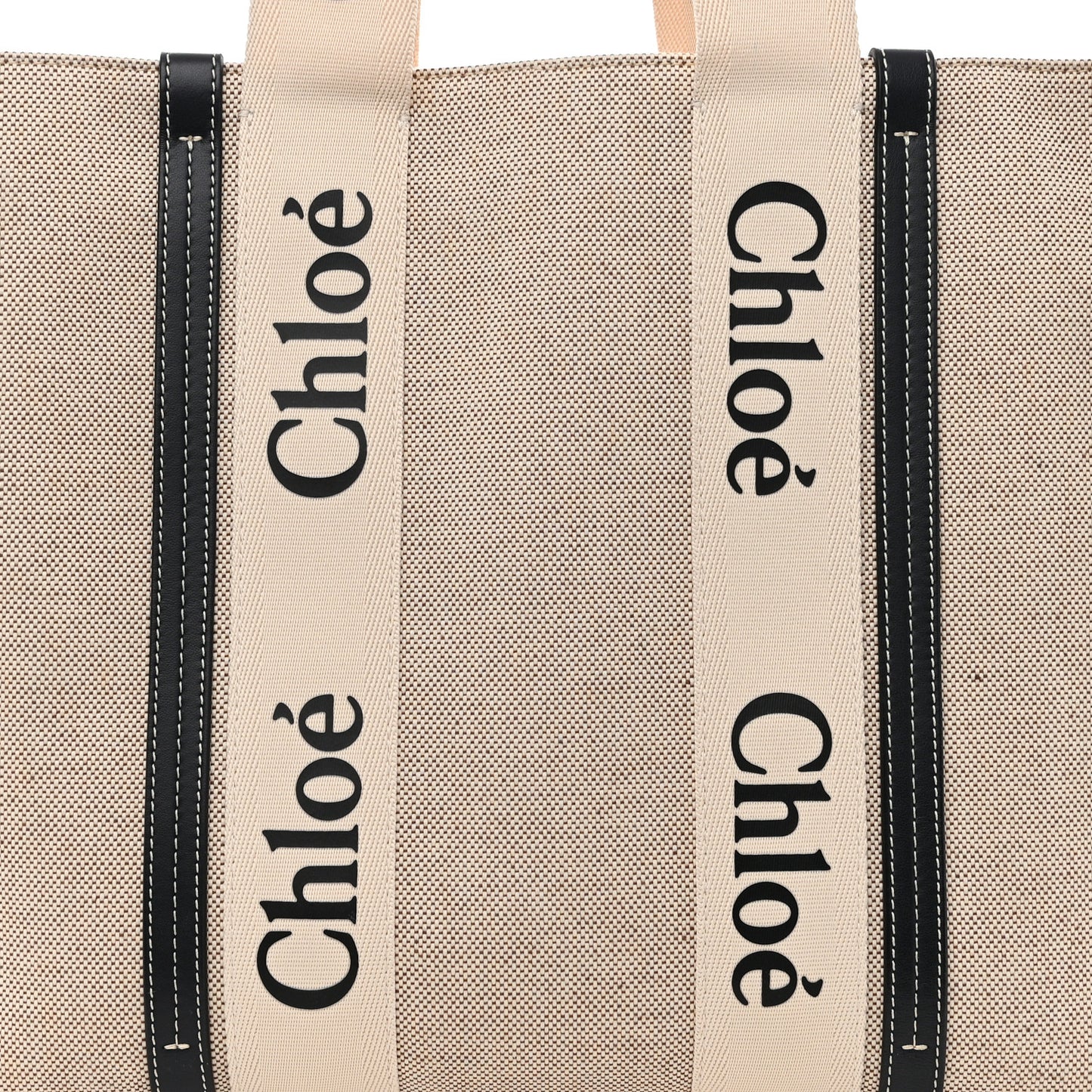 Cotton Calfskin Large Woody Ribbon Tote White Blue