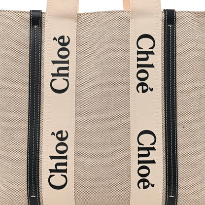 Chloe Cotton Calfskin Large Woody Ribbon Tote White Blue 8 of 11