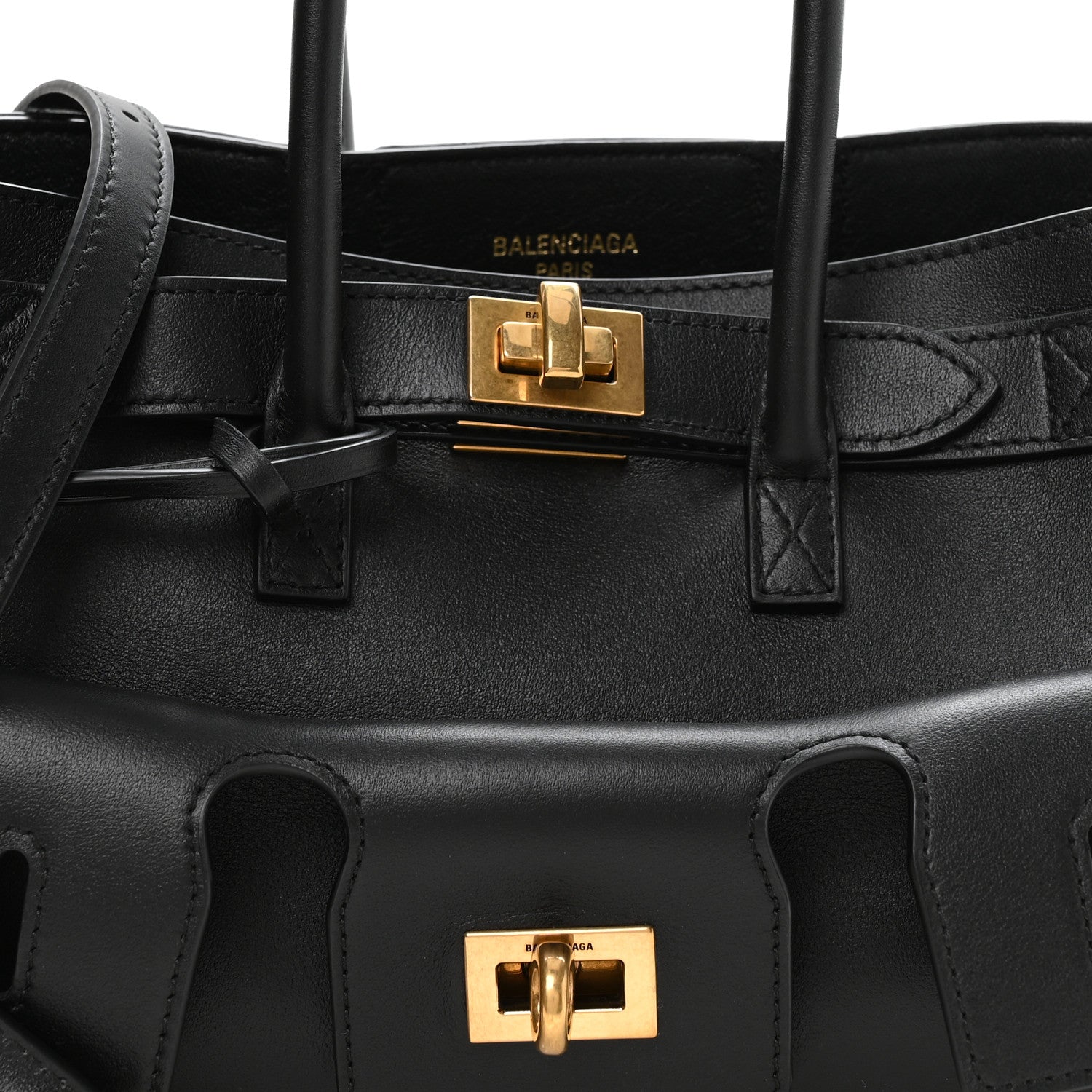 Balenciaga Smooth Calfskin Mini Bel Air Carry All Bag Black 7 of 9