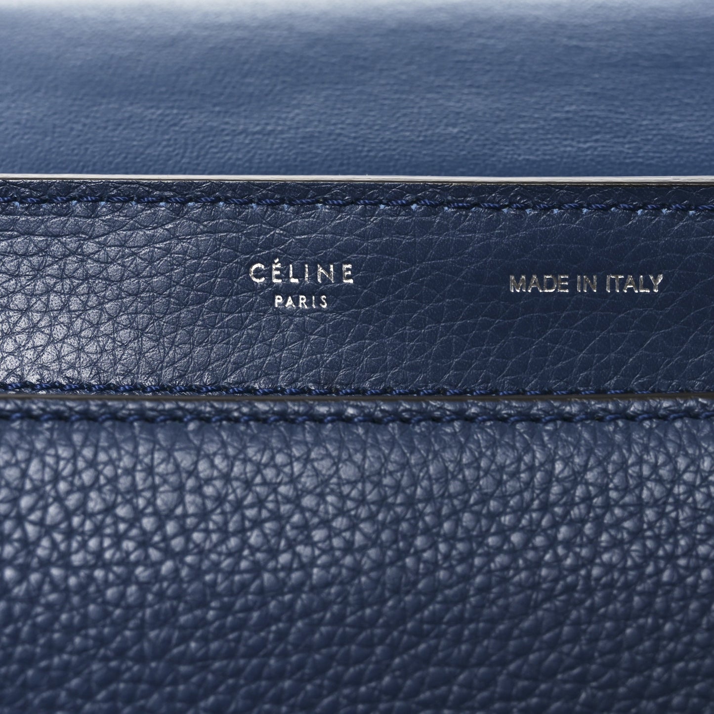 Drummed Calfskin Suede Medium Trapeze Navy Blue