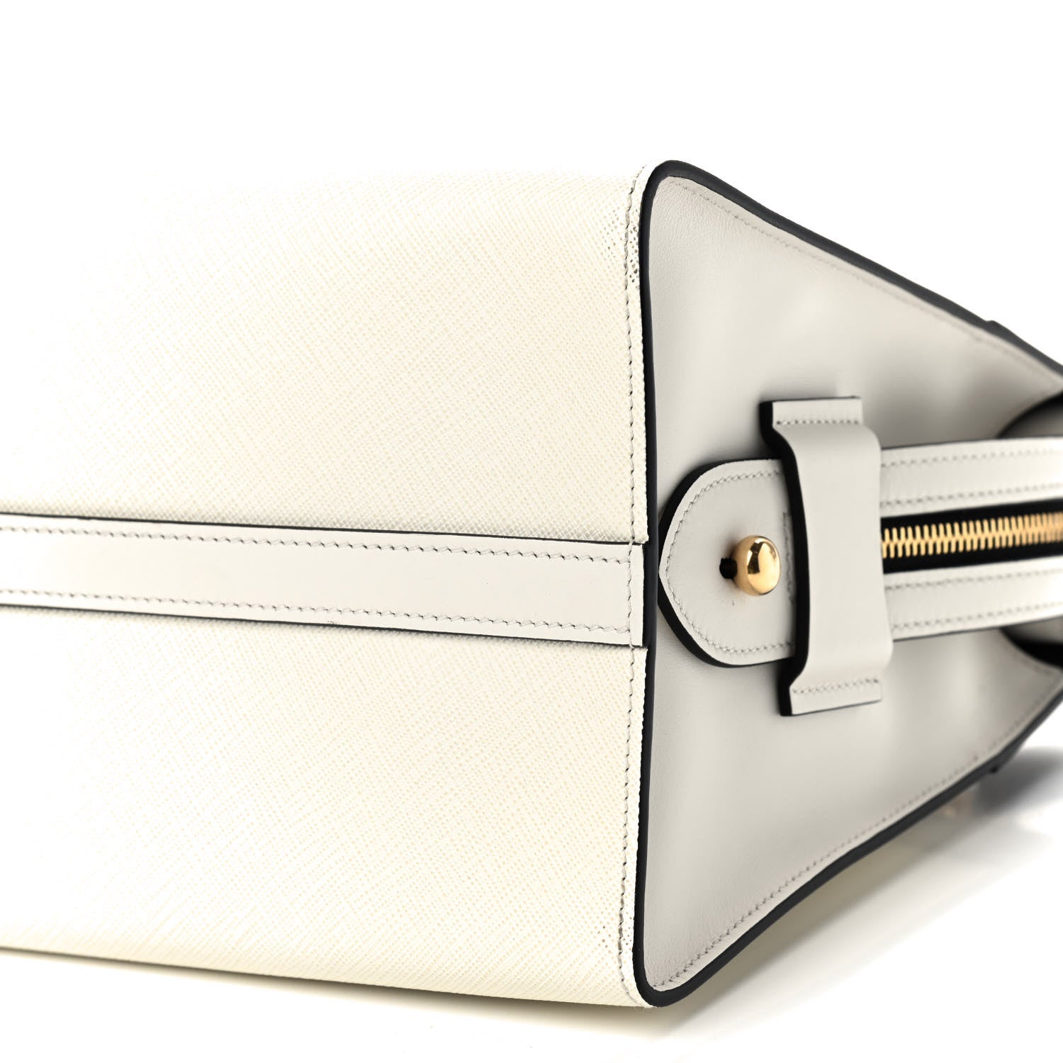 Prada Saffiano City Calfskin Medium Esplanade White Black 8 of 8