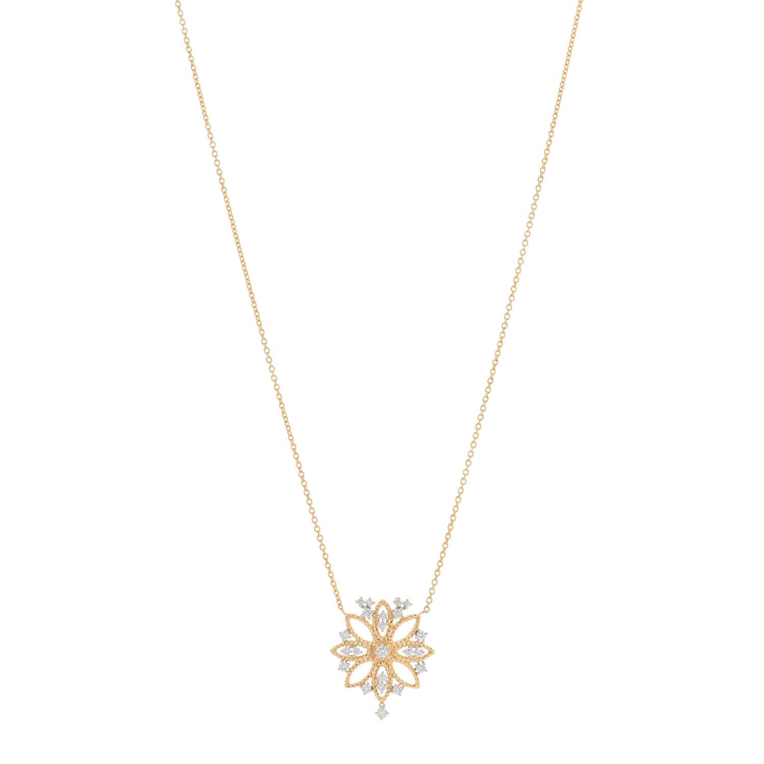 Roberto Coin 18K Yellow White Gold Diamond New Barocco Pendant Necklace 1 of 3