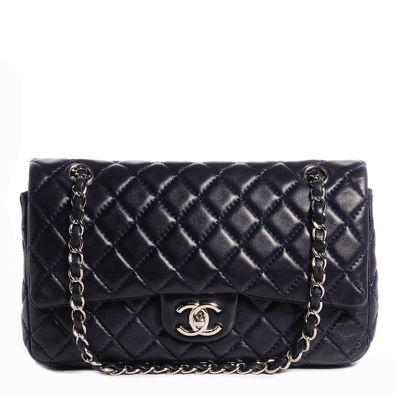 Chanel Lambskin Medium Double Flap Navy 1 of 8