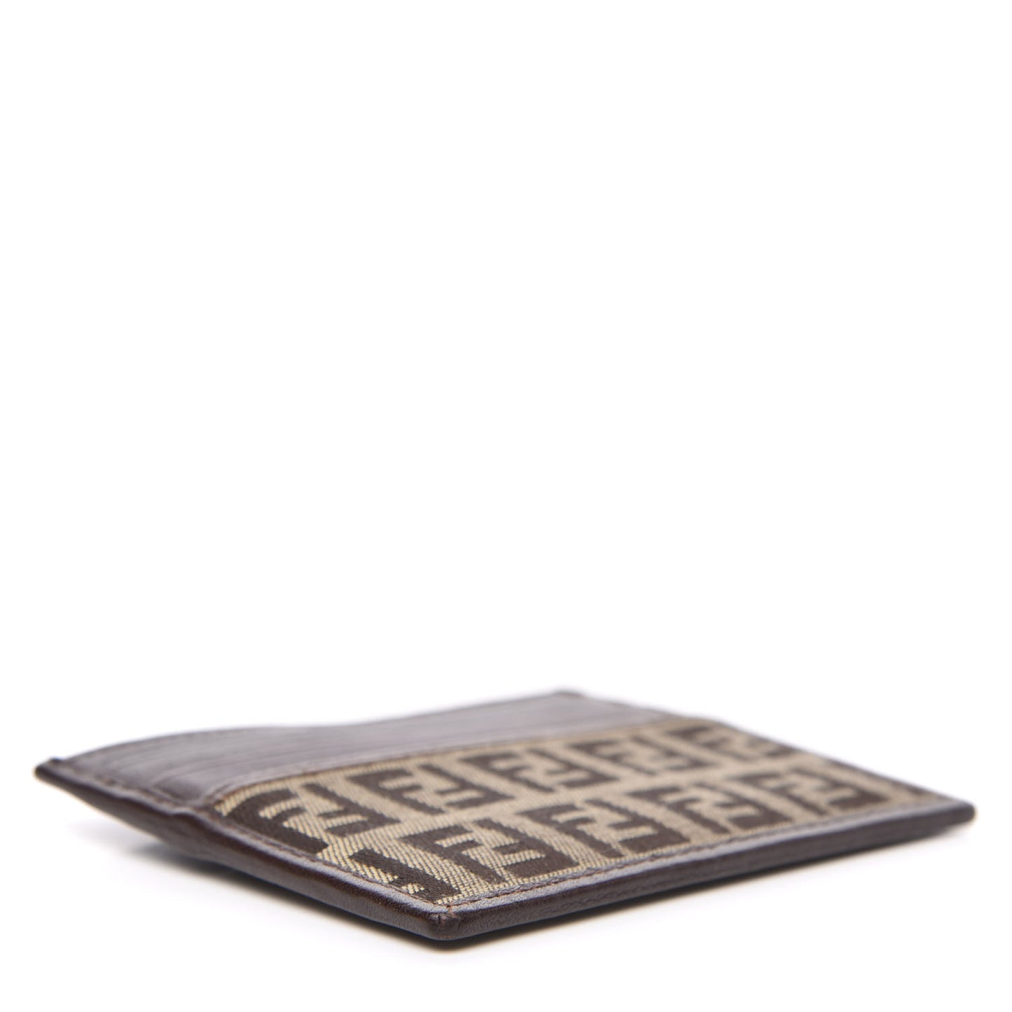 Zucchino Calfskin Card Holder Mogano Panna Marrone