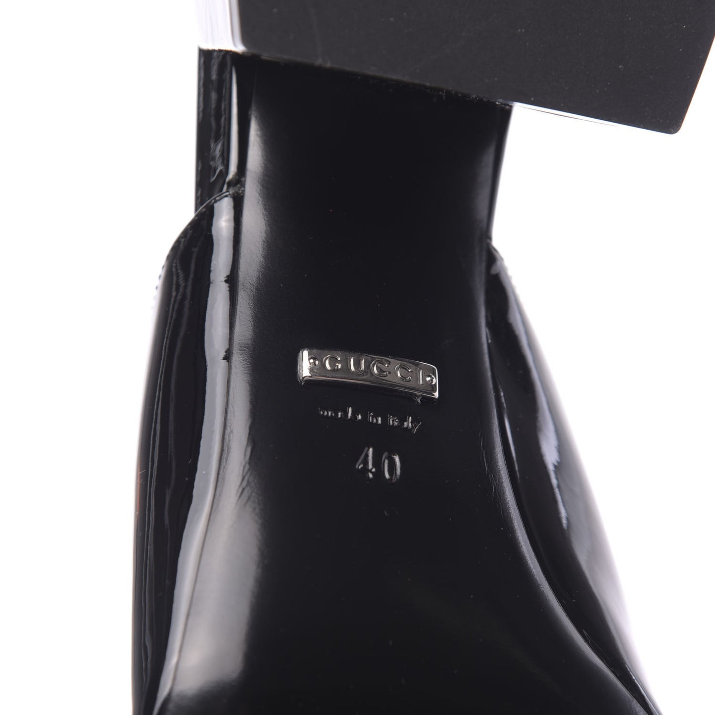 Patent Lexi Horsebit Mid-Heel Slide Sandals 40 Black