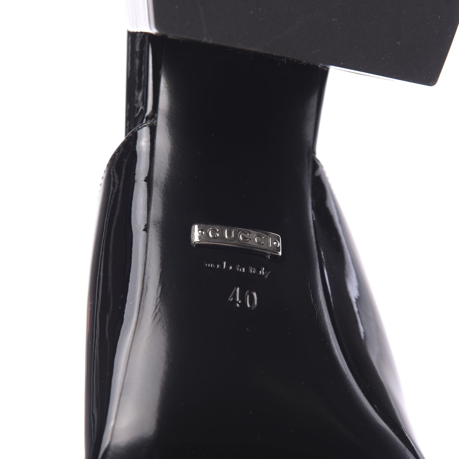 Gucci Patent Lexi Horsebit Mid-Heel Slide Sandals 40 Black 6 of 9