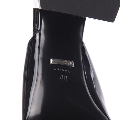 Gucci Patent Lexi Horsebit Mid-Heel Slide Sandals 40 Black 6 of 9