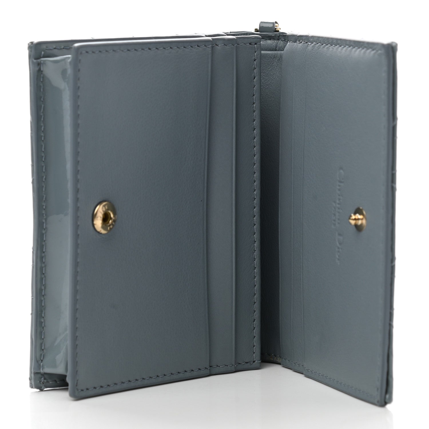 Christian Dior Patent Cannage Mini Lady Dior Wallet Gray Stone 5 of 8