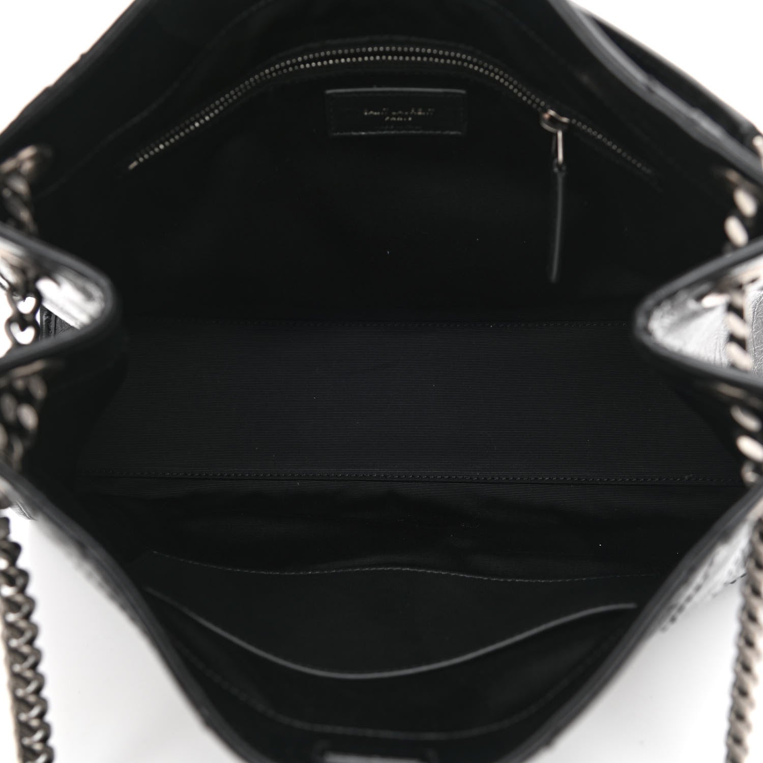 Saint Laurent Crinkled Calfskin Matelasse Monogram Medium Niki Shopper Tote Black 5 of 8