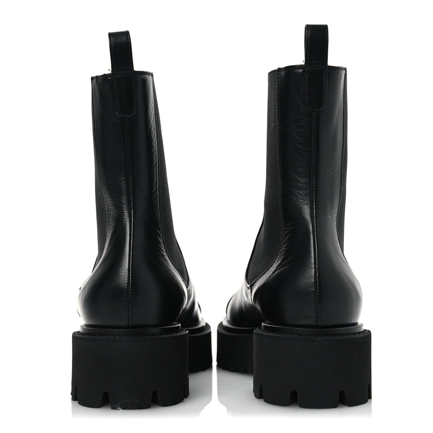 Crumpled Calfskin Patent Cap Toe Short Boots 39.5 Black