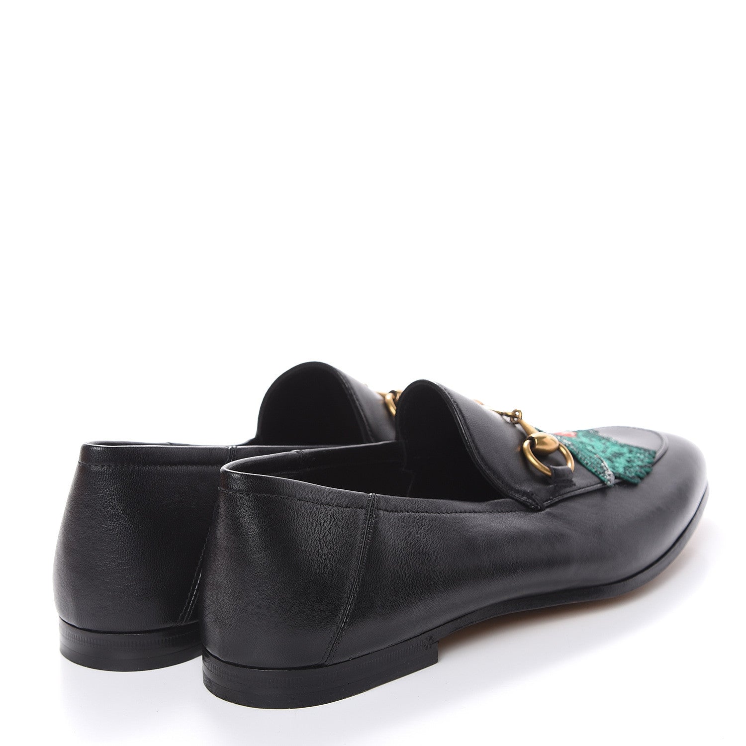 Gucci Lambskin Wolf Embroidered Mens Brixton Horsebit Loafers 7 Black 4 of 10