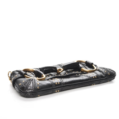 Gucci Python Studded Horsebit Chain Clutch Black 4 of 7