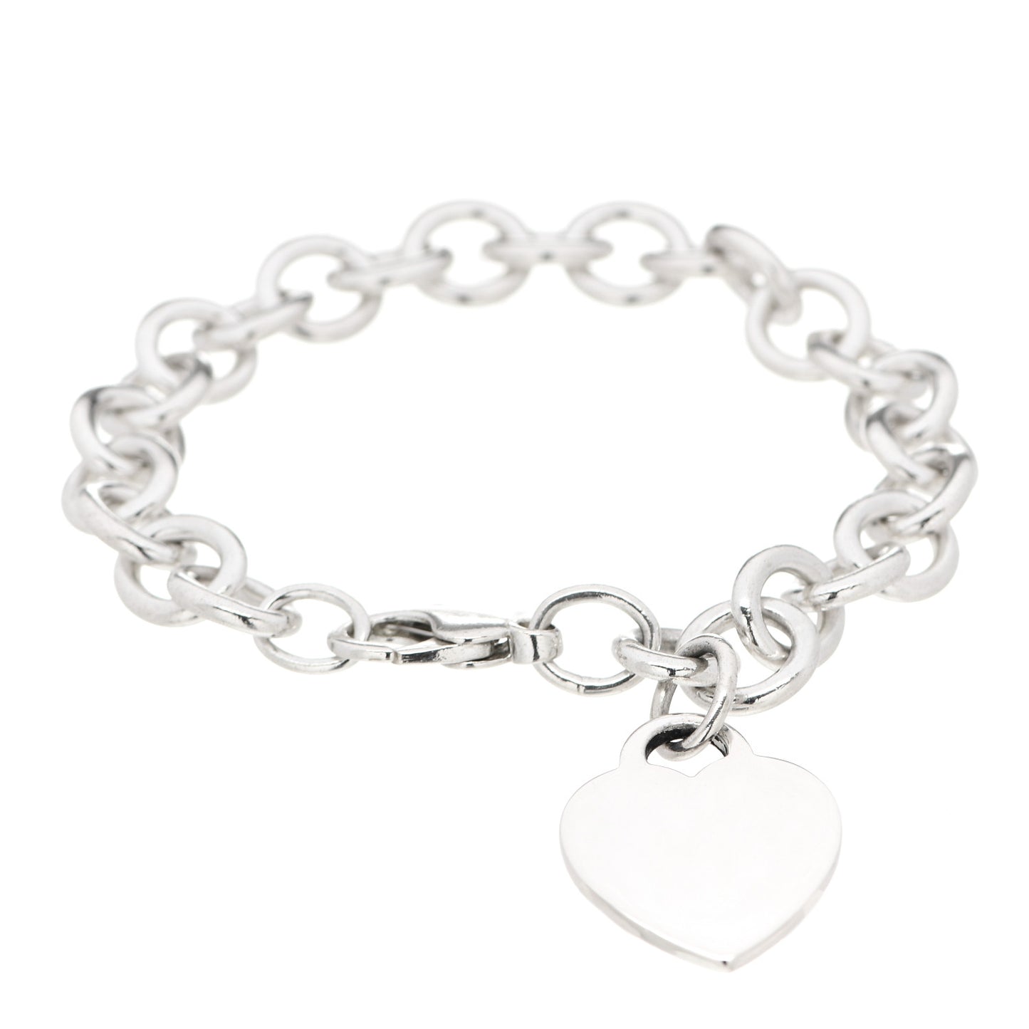 Sterling Silver Heart Tag Charm Bracelet