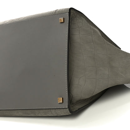 Celine Crocodile Embossed Nubuck Medium Phantom Luggage Grey 9 of 9