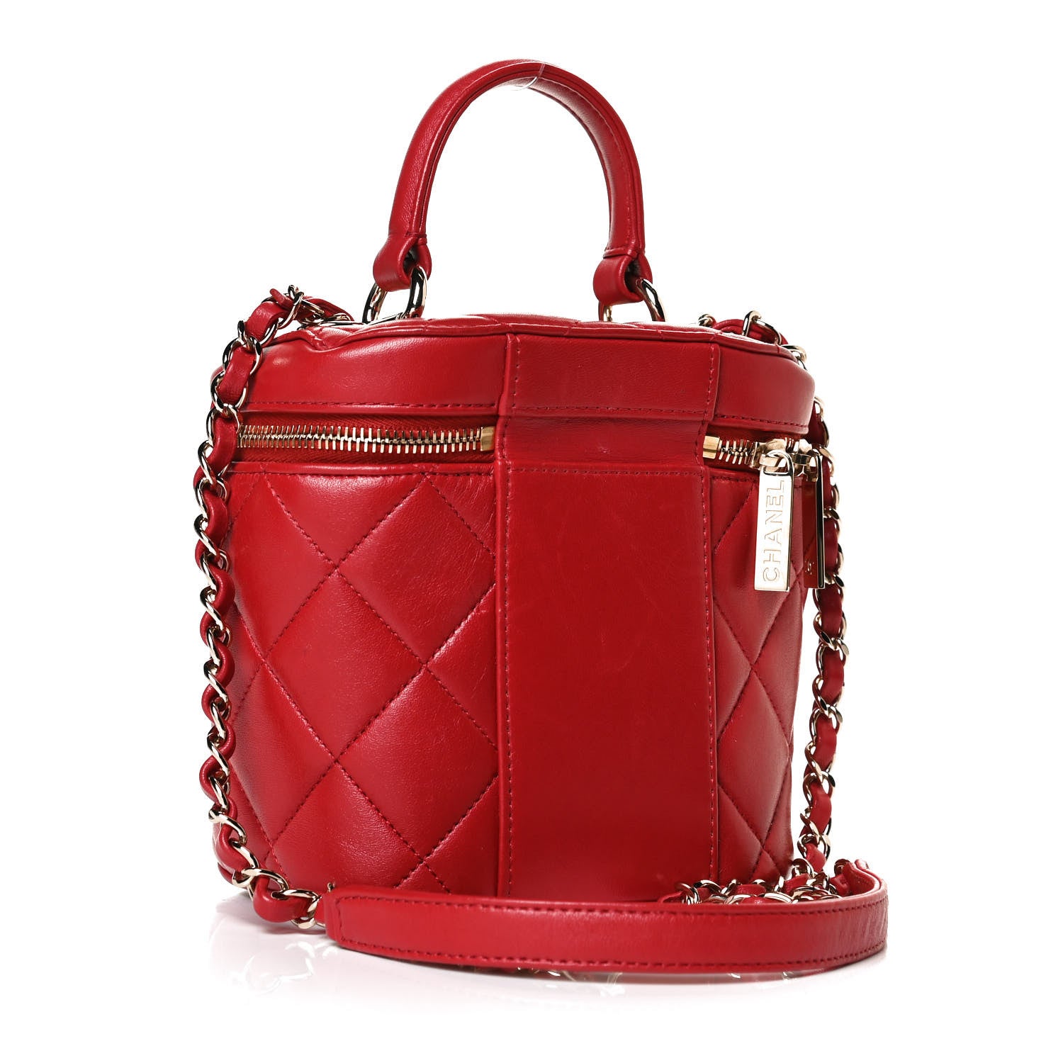 Chanel Lambskin Quilted Trendy Vanity Case Red 3 of 13