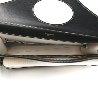 Burberry Canvas Smooth Calfskin Two Tone Medium Pocket Bag Natural Black 5 of 10