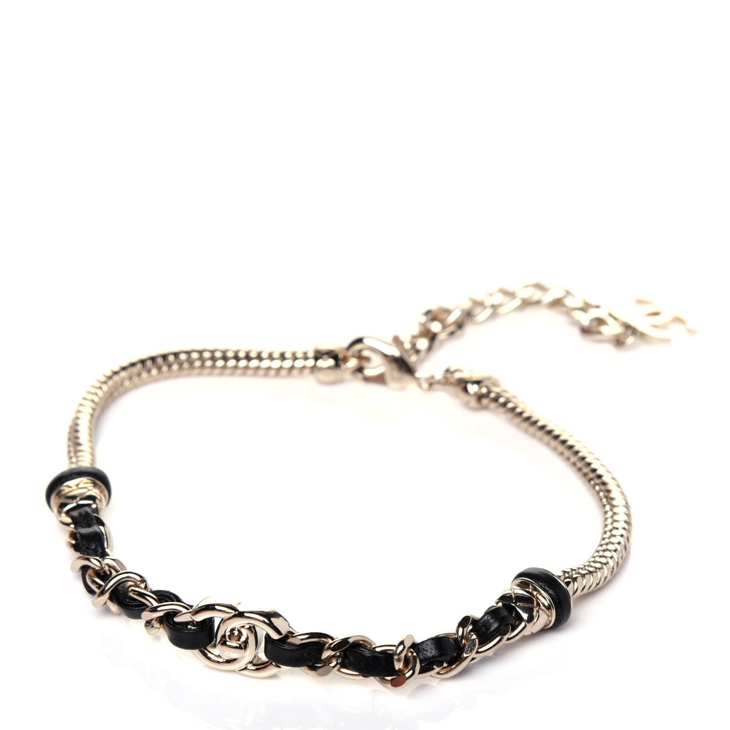 Metal Lambskin CC Turnlock Choker Necklace Black Gold