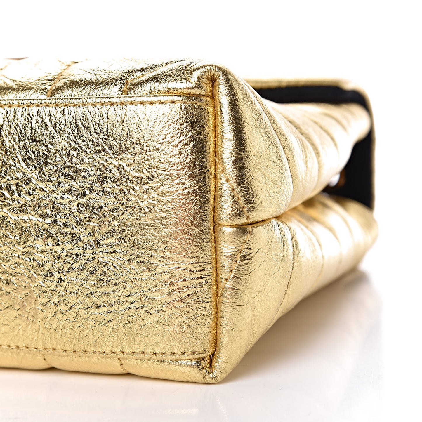Metallic Calfskin Y Quilted Small Loulou Monogram Chain Satchel Gold