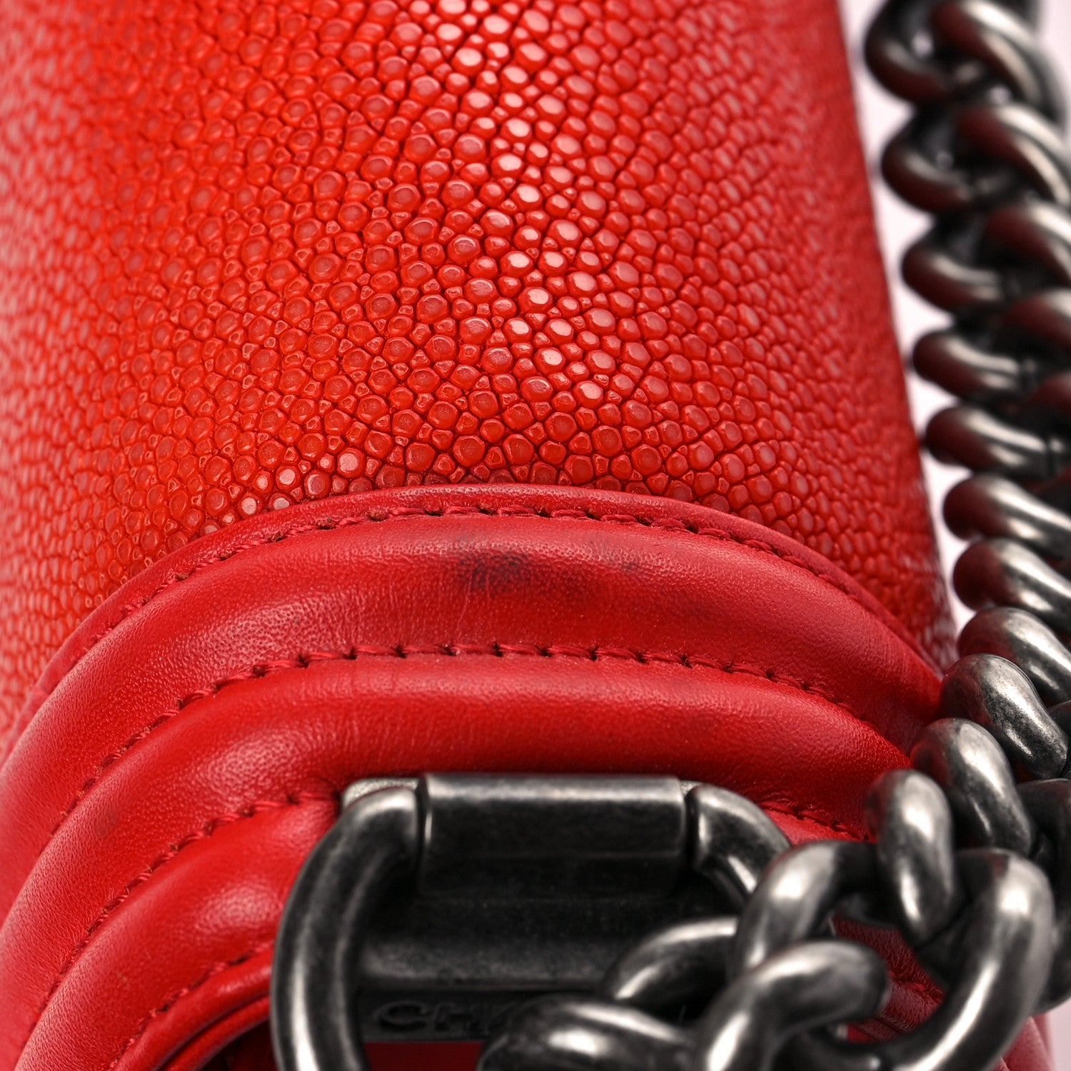 Chanel Galuchat Stingray Small Boy Flap Red 9 of 9