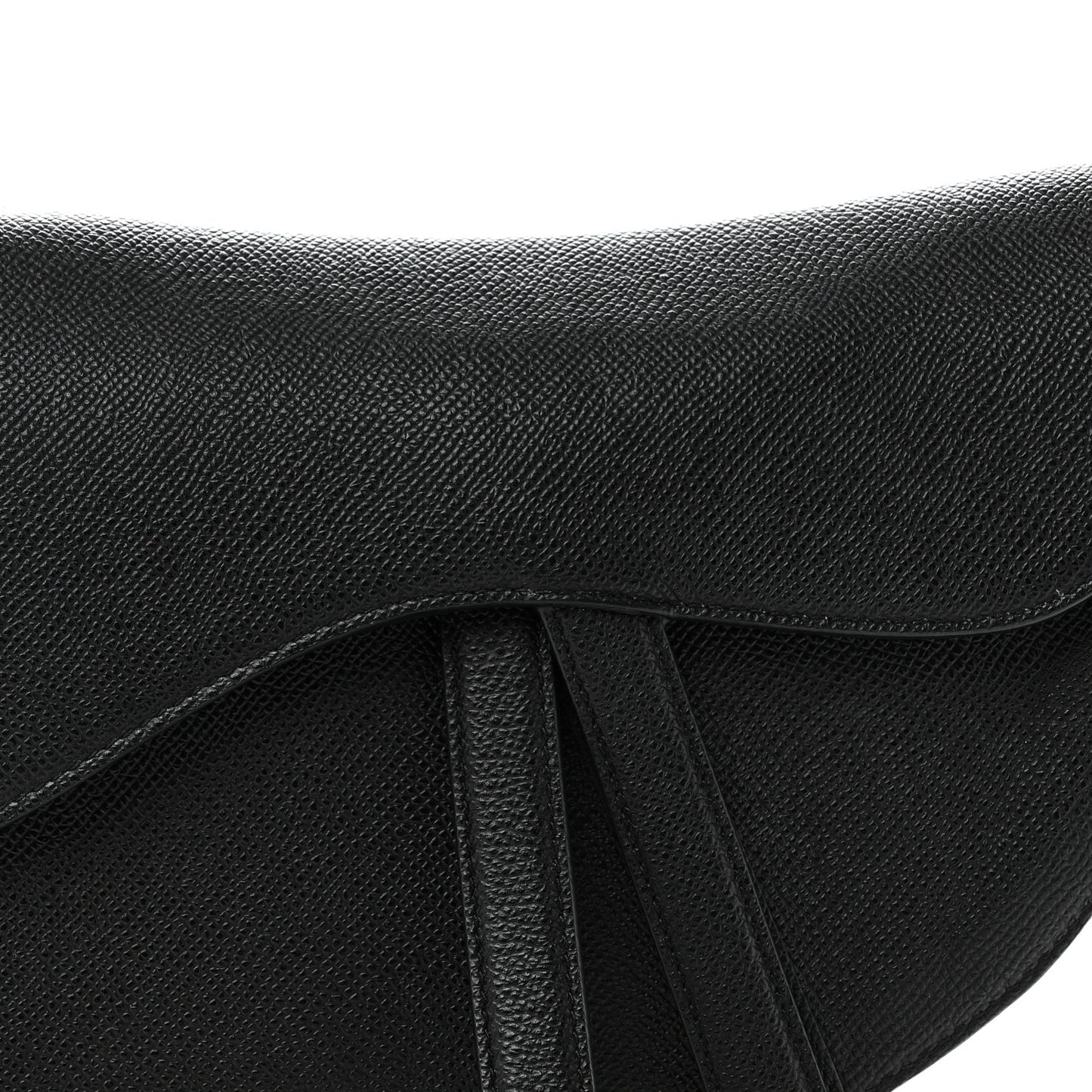 Grained Calfskin Saddle Bag Black