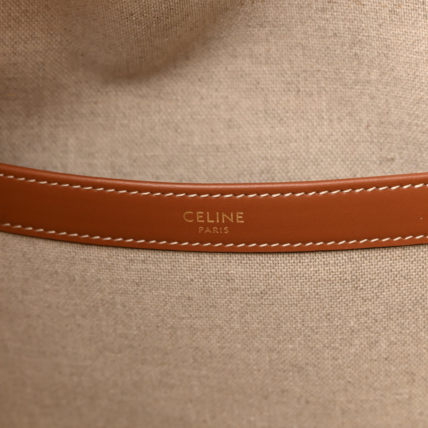 Canvas Calfskin Cuir Triomphe Cabas Drawstring Natural Tan