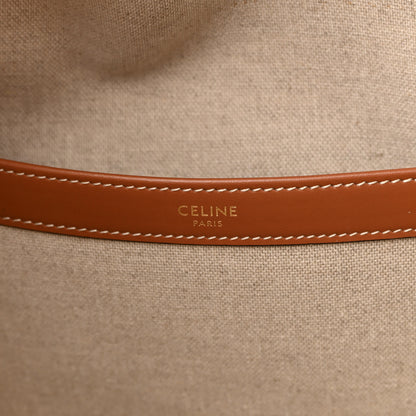 Celine Canvas Calfskin Cuir Triomphe Cabas Drawstring Natural Tan 6 of 11