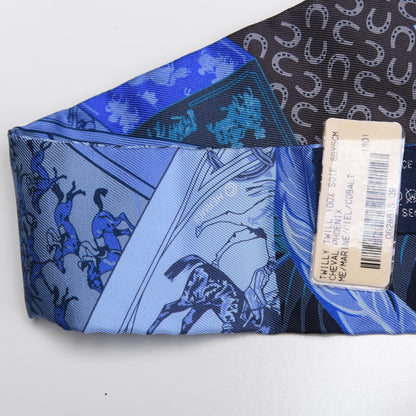 Hermes Silk Cheval Phoenix Twilly Marine Ciel Cobalt 4 of 5
