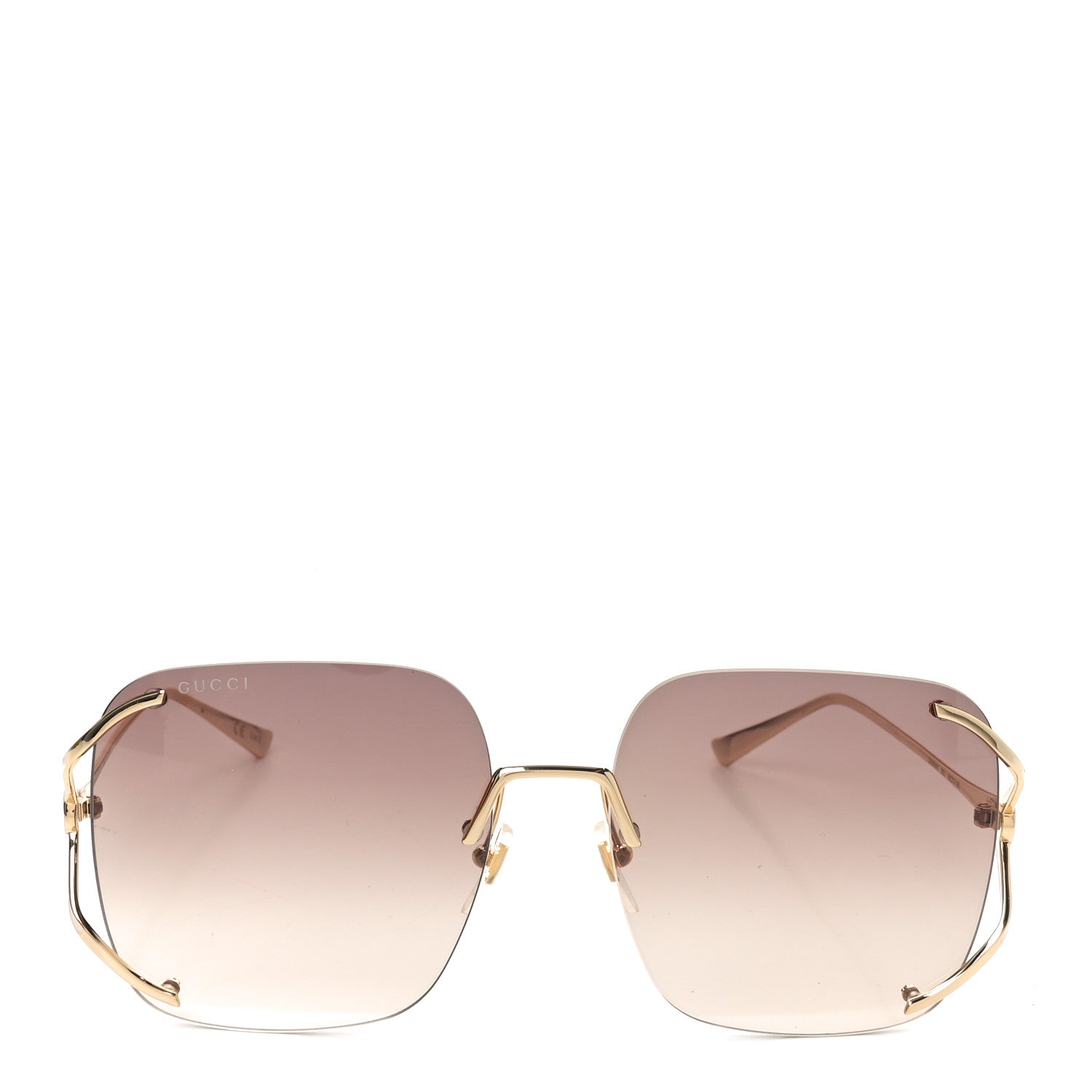 Gucci Metal Oversized Sunglasses GG0646S Gold Brown 2 of 7