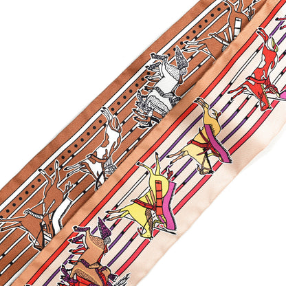 Hermes Silk Pani La Shar Pawnee Twilly Beige Rouille Rouge 3 of 4