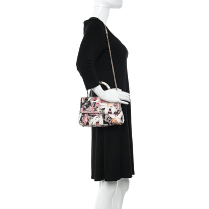 Chanel Calfskin Quilted Lily Floral Mini Coco Handle Flap Beige Black White Red 2 of 11
