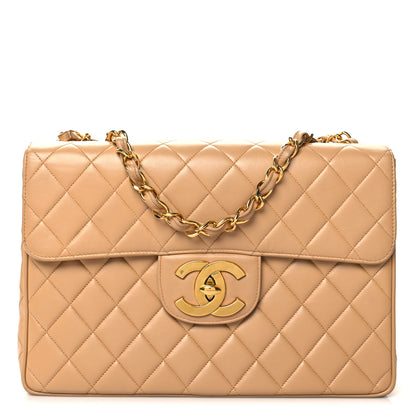 Chanel Lambskin Quilted XL Jumbo Single Flap Beige 1 of 12