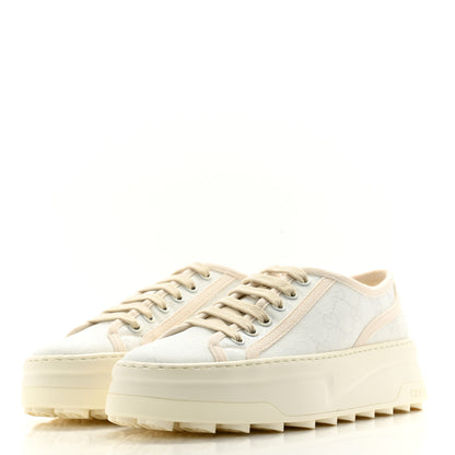 Gucci GG Monogram Womens 1977 Tennis Platform 52mm Sneakers 37 Great White Mystic White 3 of 8